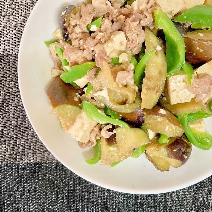 なすと豚肉の豆腐入りみそ炒め